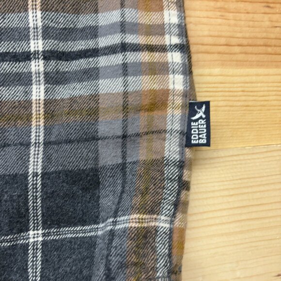 Eddie Bauer Flannel Shirt Small Gray Brown Button Up Long Sleeve Outdoors - Picture 4 of 12
